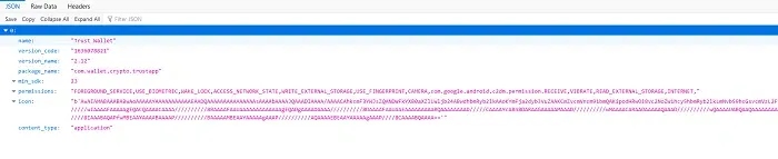 مشخصات در قالب JSON