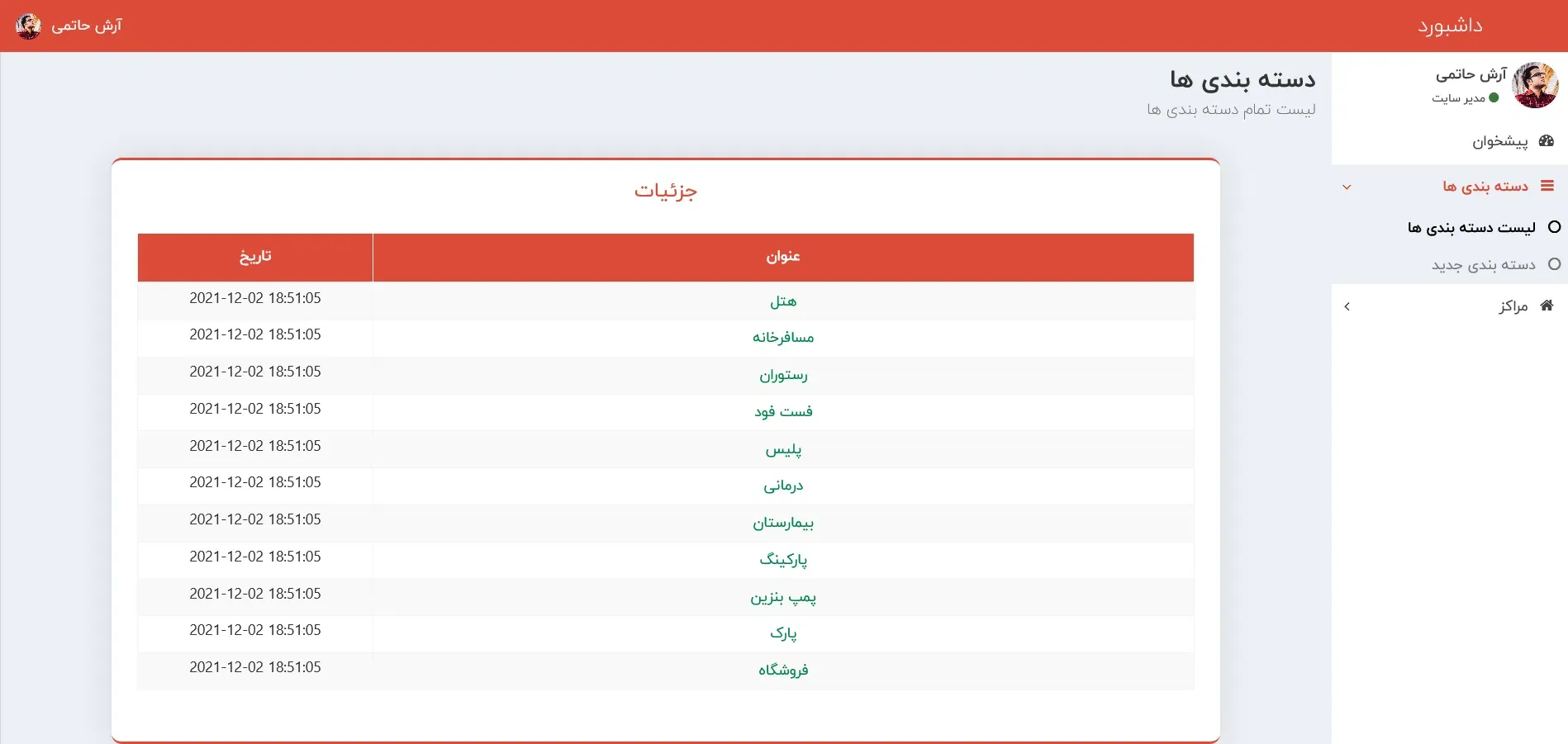 دسته بندی مراکز