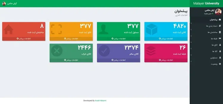 صفحه اصلی پنل مدیریت